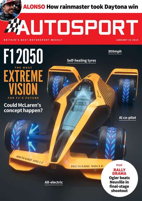 Revista inglesa Autosport publicou em 2019 uma capa com o que seria um carro de F1 totalmente elétrico a partir de 2050, mas talvez isso ocorra bem antes. Revista inglesa Autosport publicou em 2019 uma capa com o que seria um carro de F1 totalmente elétrico a partir de 2050, mas talvez isso ocorra bem antes.