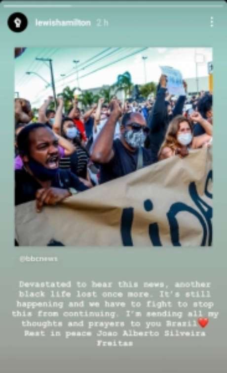 Stories publicado por Hamilton (Foto: Reprodução/Instagram) Stories publicado por Hamilton (Foto: Reprodução/Instagram)