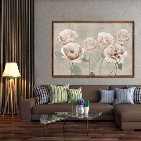 16. Quadros clássicos com flores em tons claros – Via: Artshop Quadros