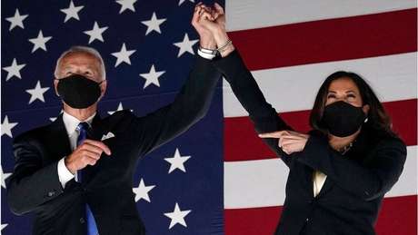 Joe Biden e Kamala Harris tomam posse em 20 de janeiro Joe Biden e Kamala Harris tomam posse em 20 de janeiro