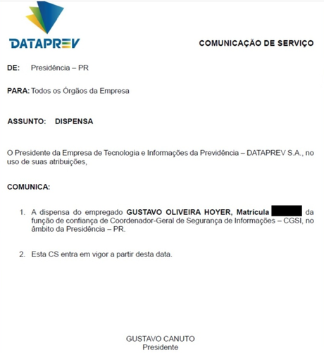 Dataprev nega vazamento de dados, mas demite diretor de segurança