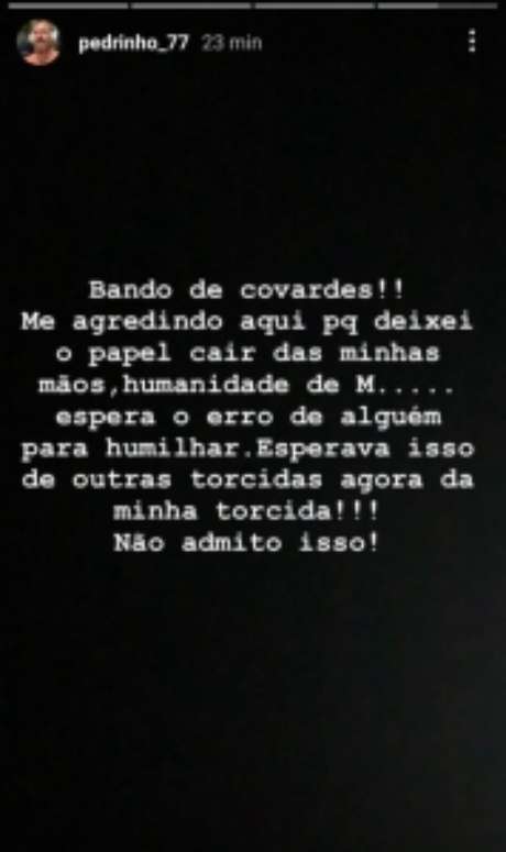 Desabafo de Pedrinho nas redes sociais (Foto: Reprodução/Instagram) Desabafo de Pedrinho nas redes sociais (Foto: Reprodução/Instagram)