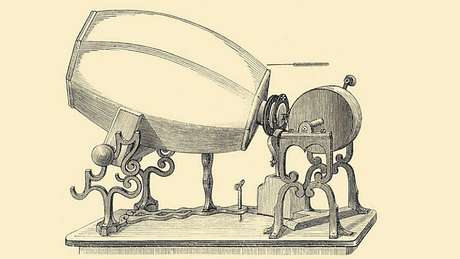Uma das versões do fonoautógrafo criadas por Edouard-Léon Scott de Martinville