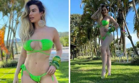 Fernanda Keulla usa biquíni de R$ 329 com amarração fashion
