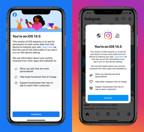 Notificação do Facebook e Instagram no iOS 14.5 