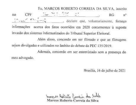 Declaração que equipe de Filipe Barros pediu para preso assinar não faz menção ao deputado