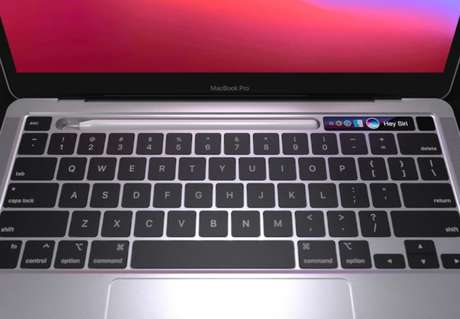 Conceito de MacBook com espaço para guardar Apple Pencil 