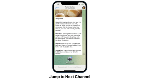 Telegram inclui gesto para trocar de canal 