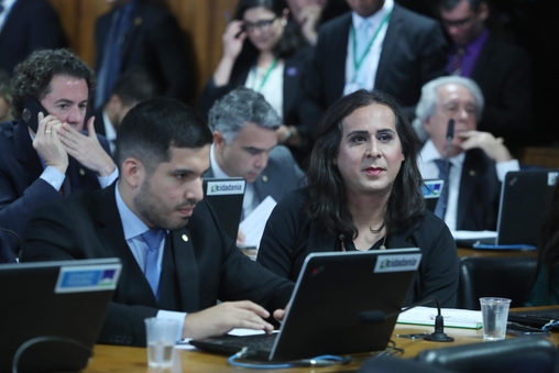 Deputada durante  CPMI do 8 de Janeiro. Duda reclama da tentativa de enquadrarem seu mandato como "identitário"