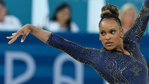 Rebeca Andrade durante os Jogos Olímpicos de Paris