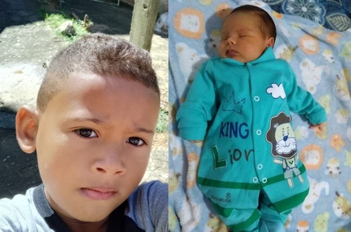 Arthur Affonso, 5 anos, e Miguel Affonso, de 17 dias, neto e sobrinho de Cris, respectivamente