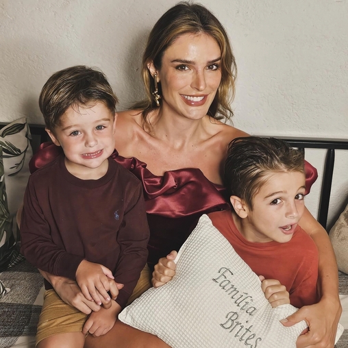 Rafa Brites com os filhos, Rocco e Leon