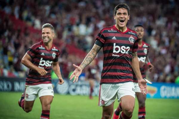 Ex-Tricolor, atacante Pedro comemora um de seus gols pelo Rubro-Negro (Foto: Alexandre Vidal / Flamengo)