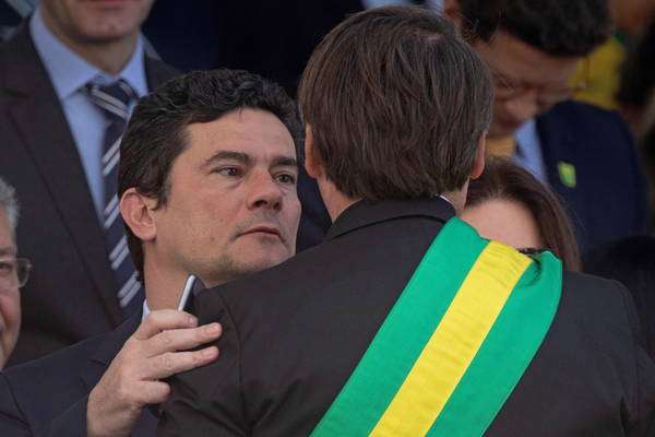 Sergio Moro e o presidente Jair Bolsonaro durante feriado de 7 de setembro de 2019