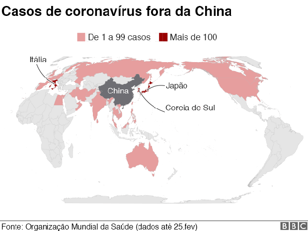 mapa global do coronavírus