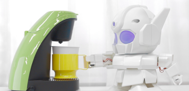 Robozinho serve café e avisa notificações do Facebook