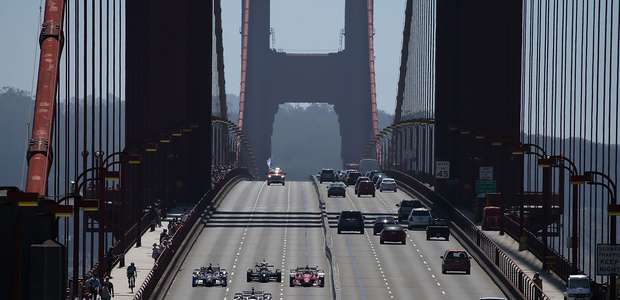 Indy homenageia Justin Wilson com caravana na Golden Gate