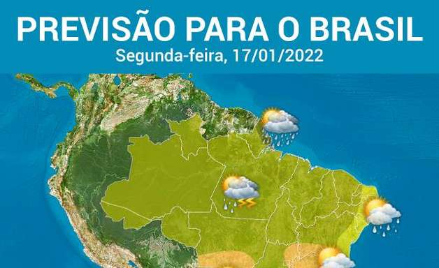 Segunda-feira quente e com temporais no Brasil