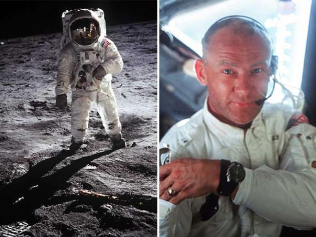 À esquerda, Buzz Aldrin em uma das mais conhecidas fotos da exploração espacial. A outra imagem também foi feita durante a missão Apollo 11. Aldrin faz 83 anos neste domingo