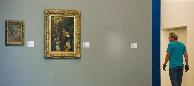 Um espaço vazio na parede marca o local onde a pintura roubada de Henri Matisse era exposta na galéria Kunsthal de Roterdã, nos Países Baixos. 16/10/2012