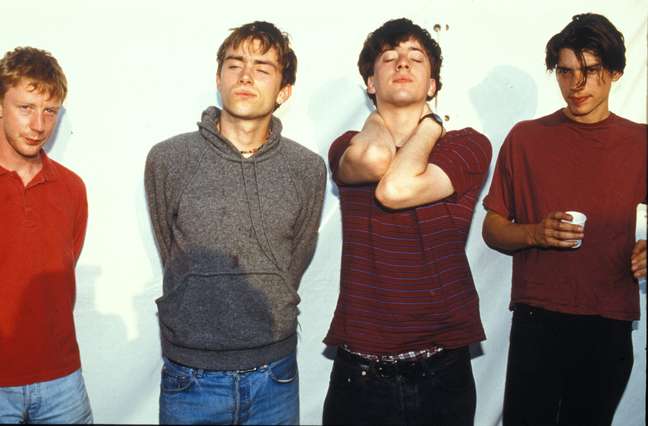 Dave Rowntree, Damon Albarn, Graham Coxon e Alex James em 1991