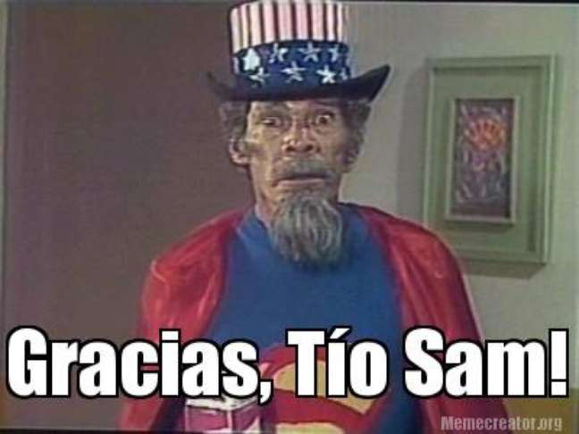 <p>Mexicanos lembraram o personagem Super Sam, do seriado Chapolin Colorado, para agradecer aos Estados Unidos pela &quot;ajudinha&quot; nas Eliminat&oacute;rias da Concacaf para a Copa do Mundo</p>