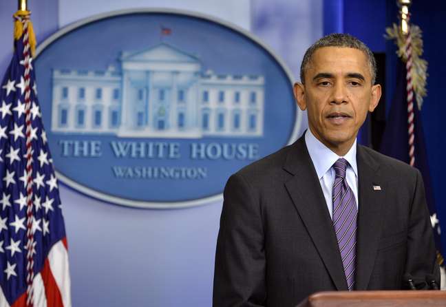 <p>O presidente dos EUA, Barack Obama, durante pronunciamento em homenagem a Mandela</p>