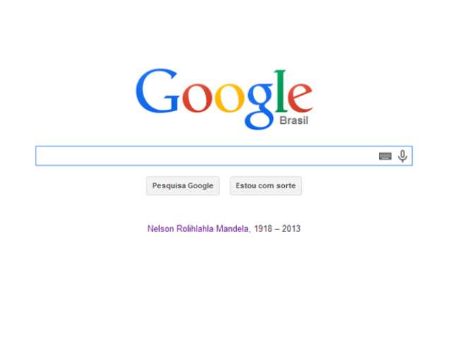 Página inicial do Google contém link para material especial sobre Nelson Mandela
