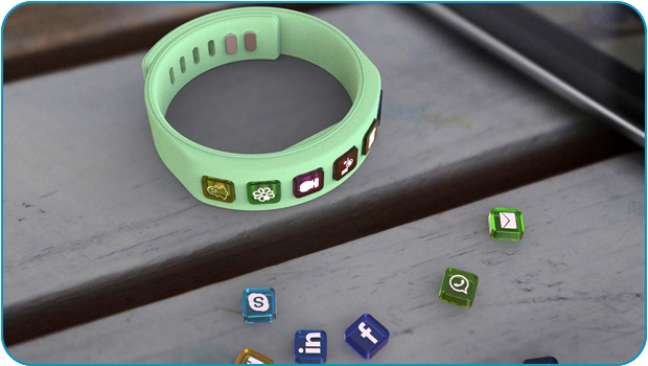 <p>Usuário pode personalizar pulseira com os ícones das redes sociais que mais usa</p>