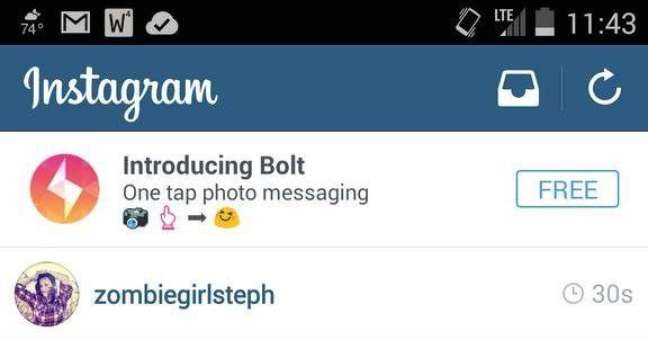 <p>Anúncio do Bolt apareceu no aplicativo móvel do Instagram e foi logo retirado</p>