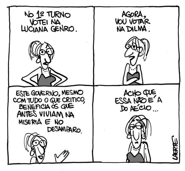 Cartunista Laerte manifestou seu apoio à reeleição de Dilma Rousseff (PT) à Presidência em um quadrinho