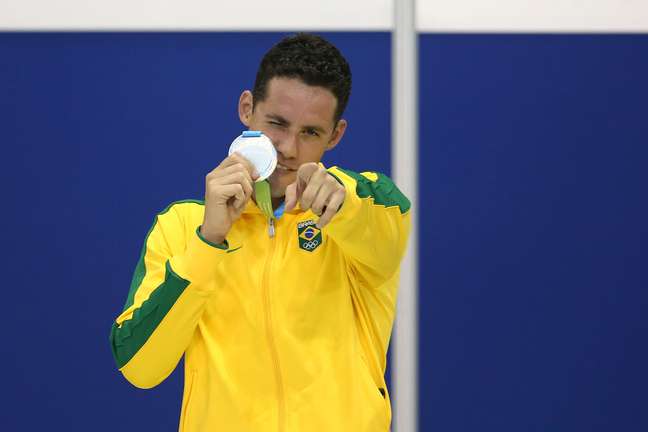 Thiago Pereira festeja mais uma medalha em Pan