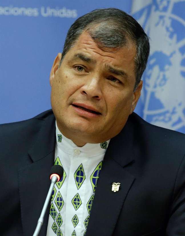 Imagem do presidente equatoriano, Rafael Correa, em reunião da ONU