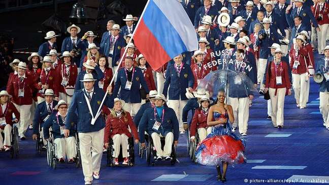 Delegação paralímpica russa nos Jogos de Sochi, em 2014