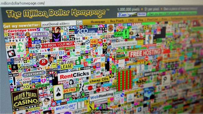 A página Million Dollar homepage partiu de uma premissa simples: vender anúncios a US$ 1 por pixel