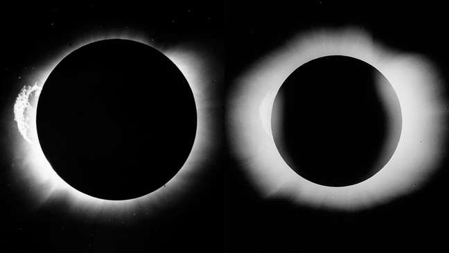 Duas das imagens feitas pelo astrônomo Arthur Eddington e que confirmaram a teoria geral da relatividade 