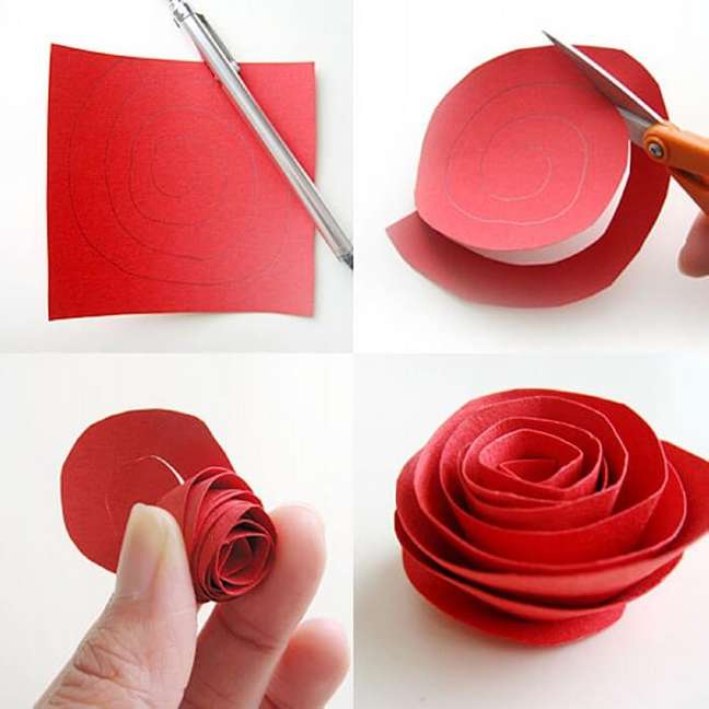 2. Passo a passo de como fazer flor de papel simples