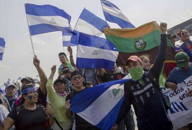 Manifestação de estudantes contra repressão na Nicarágua
