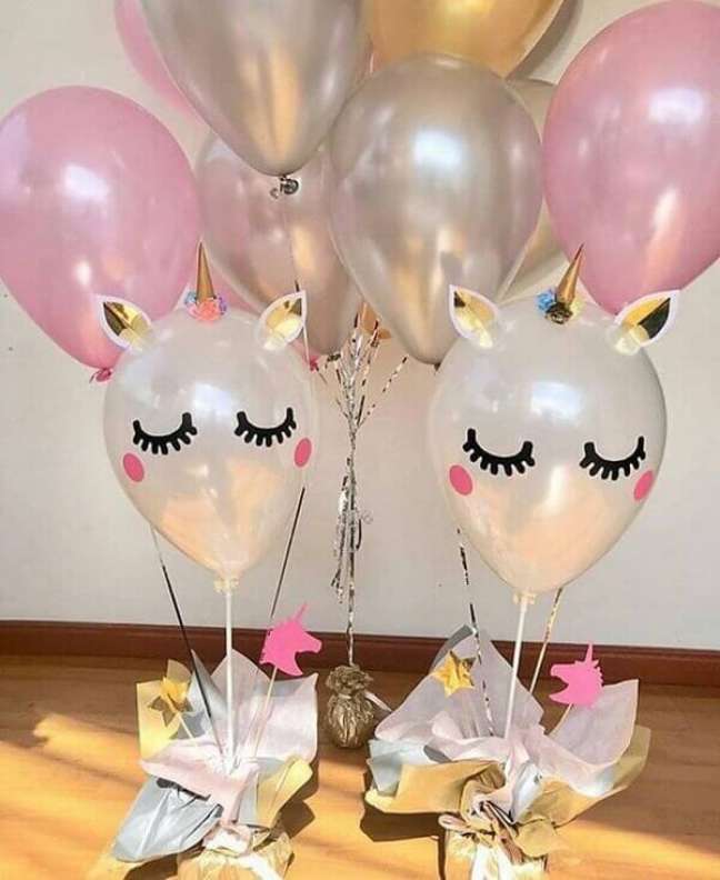 31- Balões para decoração de festa unicórnio.