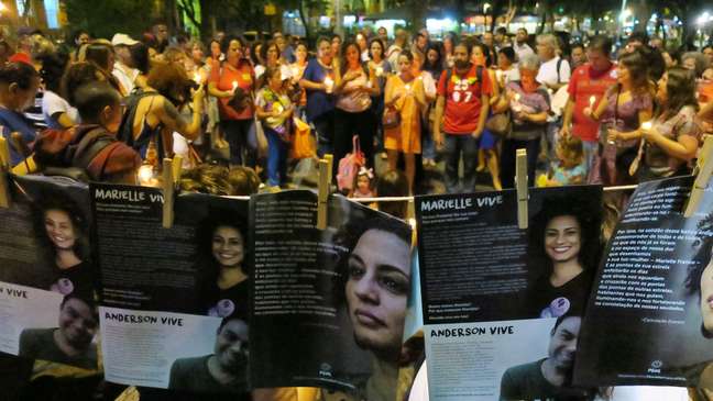 Ato pela vereadora Marielle Franco e pelo motorista Anderson Gomes no Rio de Janeiro