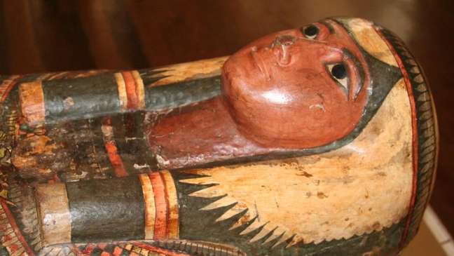 Sarcófago da Dama Sha-Amun-em-su era uma das principais peças da coleção egípcia do Museu Nacional