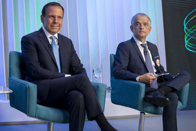 João Doria (PSDB) e Márcio França (PSB), durante debate das eleições 2018 promovido pela TV Globo