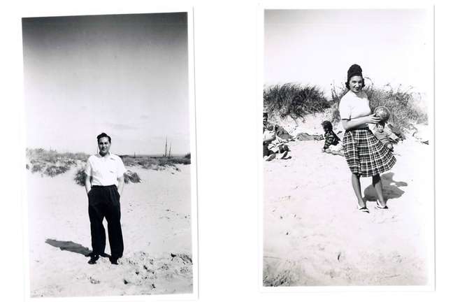 Raphael e Fanny, avós de Bodin Saphir, na praia