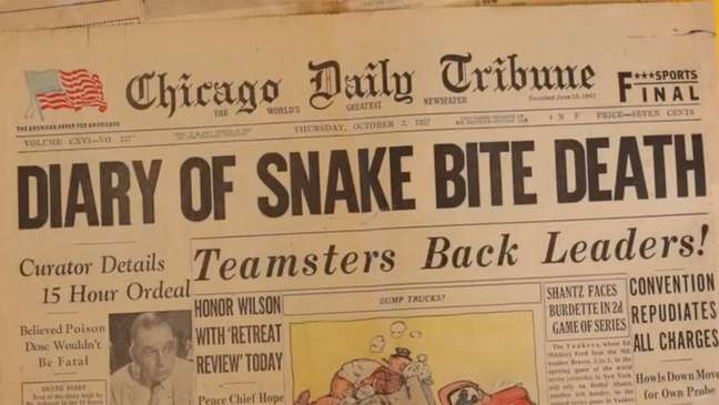 A morte de Schmidt foi manchete do jornal Chicago Daily Tribune, em 3 de outubro de 1957