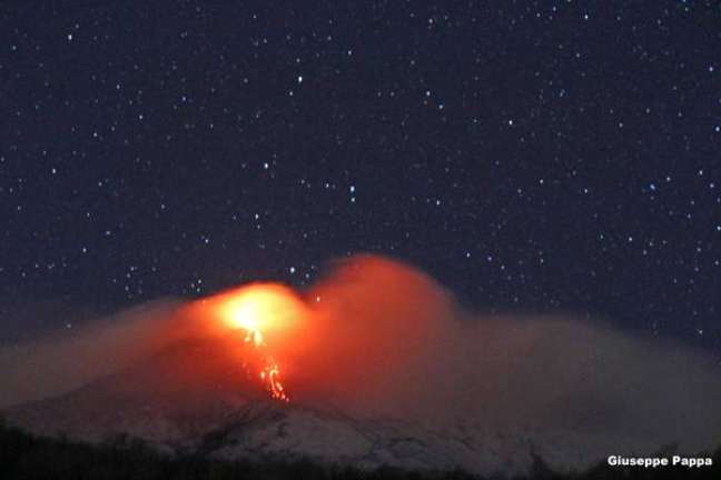 Imagem de erupção no monte Etna, na Sicília