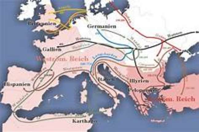 A grande migração de germanos e de eslavos