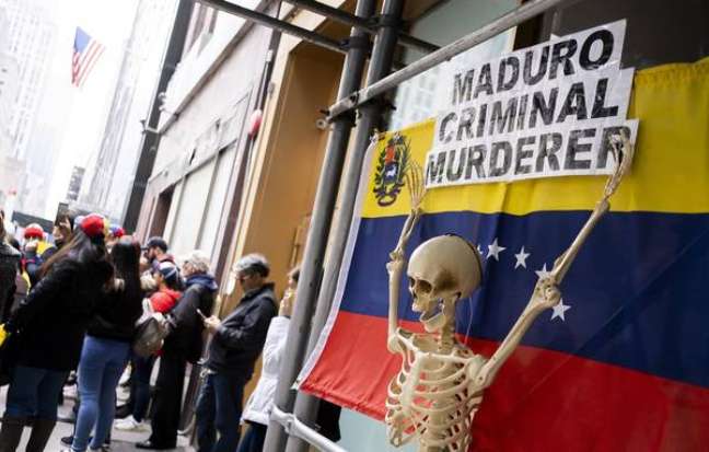 Protesto contra Nicolás Maduro em Nova York, nos EUA