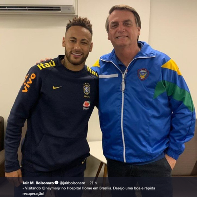 Bolsonaro postou em seu Twitter foto de encontro com o jogador, no qual ele diz ter conversado sobre 'amenidades'