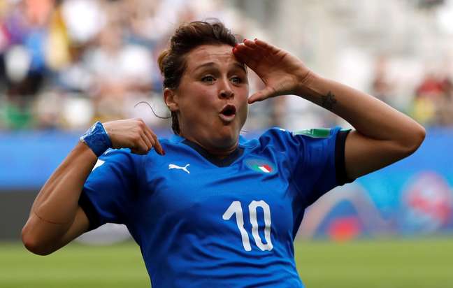 A atacante italiana Cristiana Girelli comemora segundo gol durante partida contra a Jamaica na Copa do Mundo
14/06/2019
REUTERS/Gonzalo Fuentes