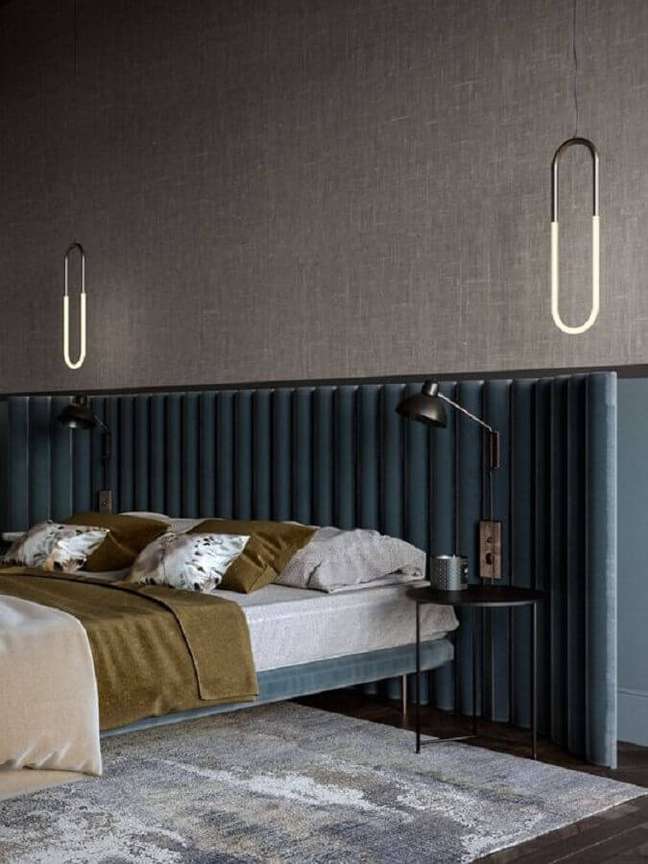 31. Decoração moderna com luminária pendente para quarto com design minimalista – Foto: Home Designing